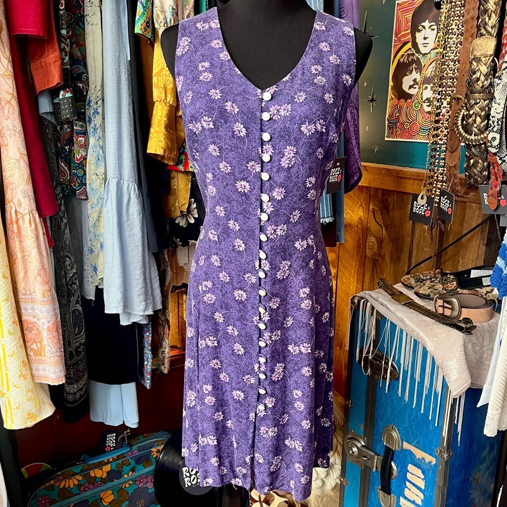 90s Purple Floral Corset Dress